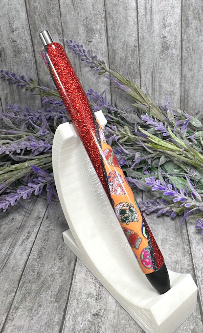 Handmade Halloween Skulls Washi Tape glitter pen set with free refills