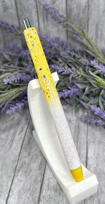 Handmade Yellow and White Ombre glitter pen with free refill