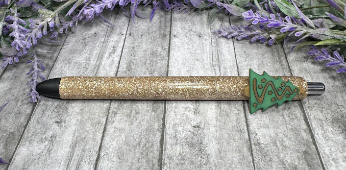 Handmade Christmas Tree charm glitter pen with free refill