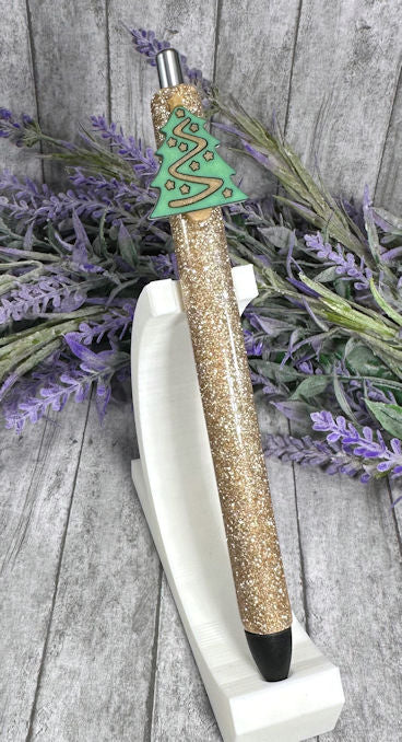 Handmade Christmas Tree charm glitter pen with free refill
