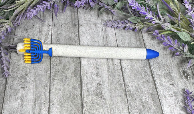 Handmade Hanukkah Menorah glitter pen with free refill