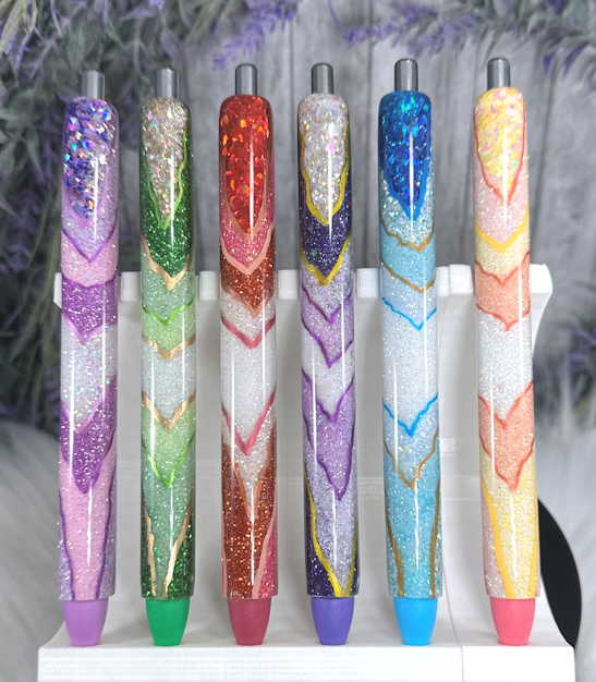 Handmade Blues Geode design glitter pen with free refill