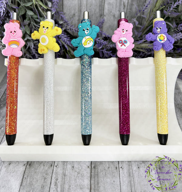 Handmade Purple Share Bear glitter pen with free refill
