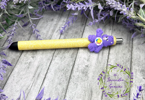 Handmade Purple Share Bear glitter pen with free refill