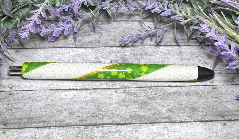 Handmade St Patricks Small Clovers Washi Tape glitter pen with free refill 3