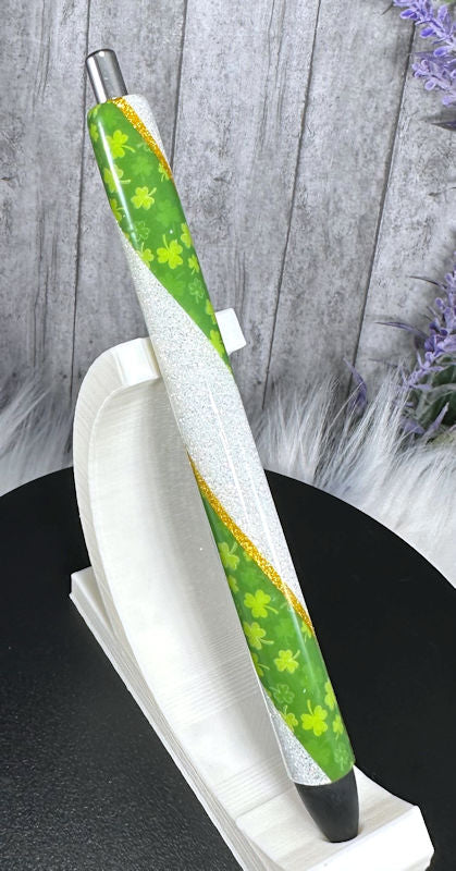 Handmade St Patricks Small Clovers Washi Tape glitter pen with free refill 3