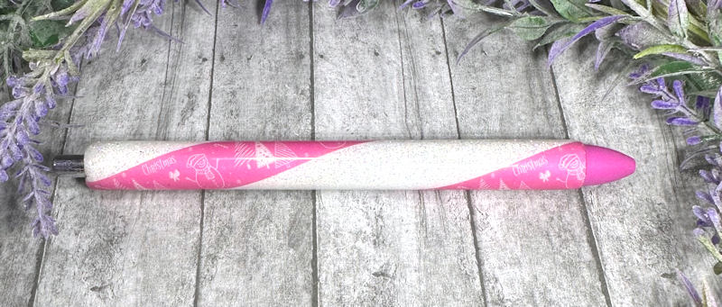 Handmade Pink Christmas glitter pen with free refill