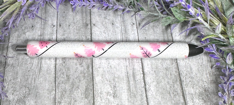 Handmade Christmas Pink Trees glitter pen with free refill