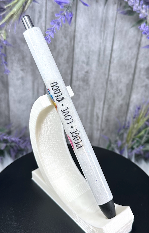 Handmade Peace Love Beach glitter pen with free refill