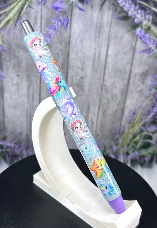 Handmade Baby Sea Life Beach glitter pen with free refill