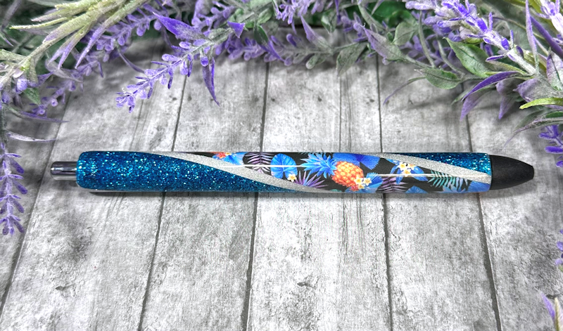 Handmade Tropical Pineapples glitter pen with free refill