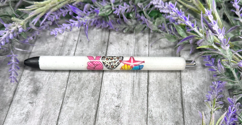 Handmade Peace Love Beach glitter pen with free refill