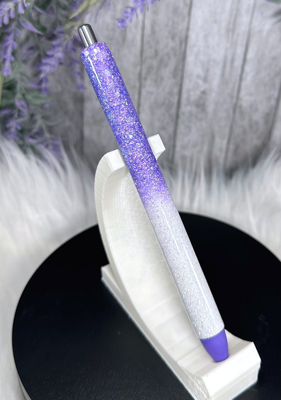 Handmade Purple and White Ombre glitter pen with free refill 3