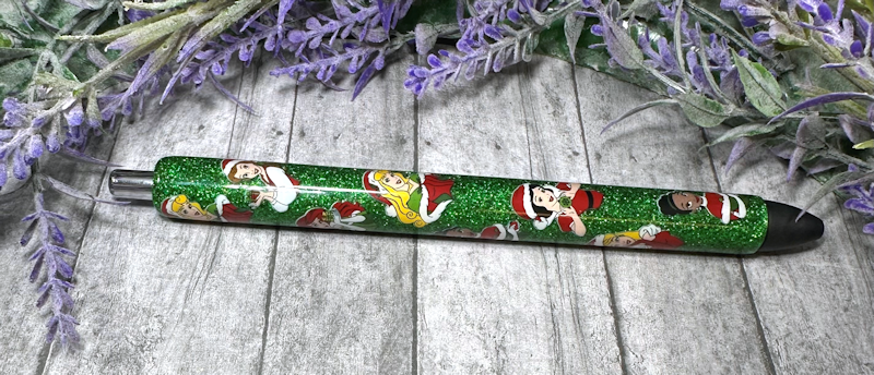 Handmade Disney Princesses Christmas glitter pen with free refill