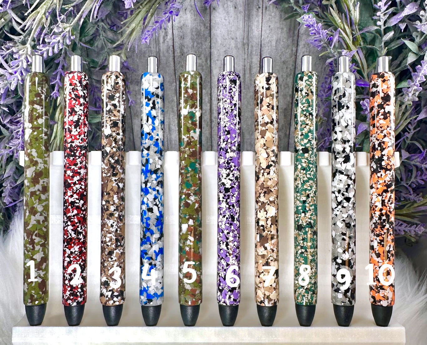 Custom Order Handmade Man Glitter Camouflage pens with free refill
