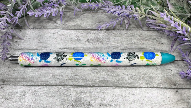 Handmade Sea Turtles glitter pen with free refill 2