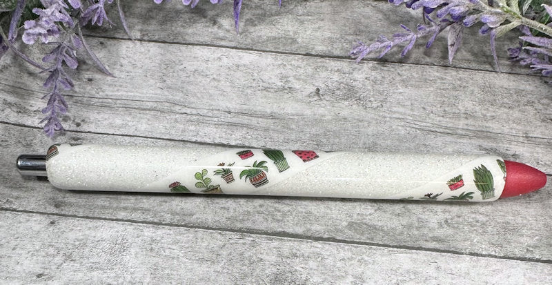 Handmade Cactus Succulents glitter pen with free refill