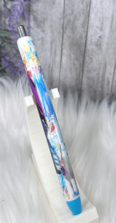 Handmade Frozen Themed glitter pen with free refill