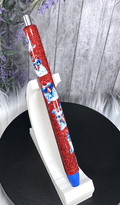 Handmade Patriotic Chickens Washi Tape glitter pen with free refill