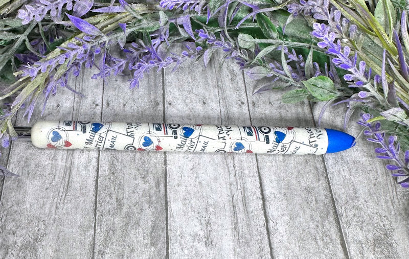 Handmade Wrapped Postal Worker glitter pen with free refill