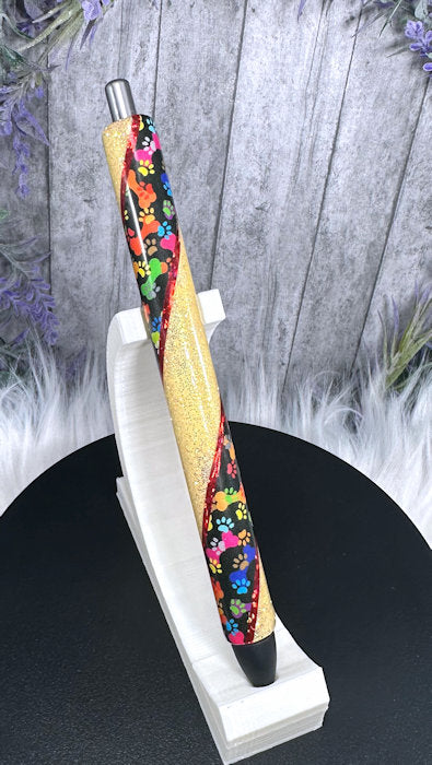 Handmade Paw Prints and Bones glitter pen with free refill