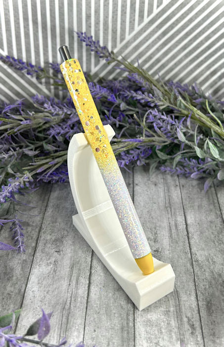 Handmade Yellow and White Ombre glitter pen with free refill 2