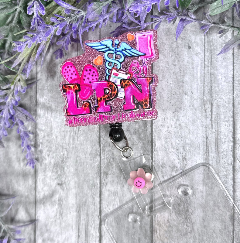 Handmade LPN Nurse Badge Reel