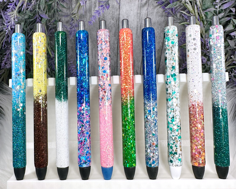 Handmade Halloween Purple Skulls glitter pen with free refill