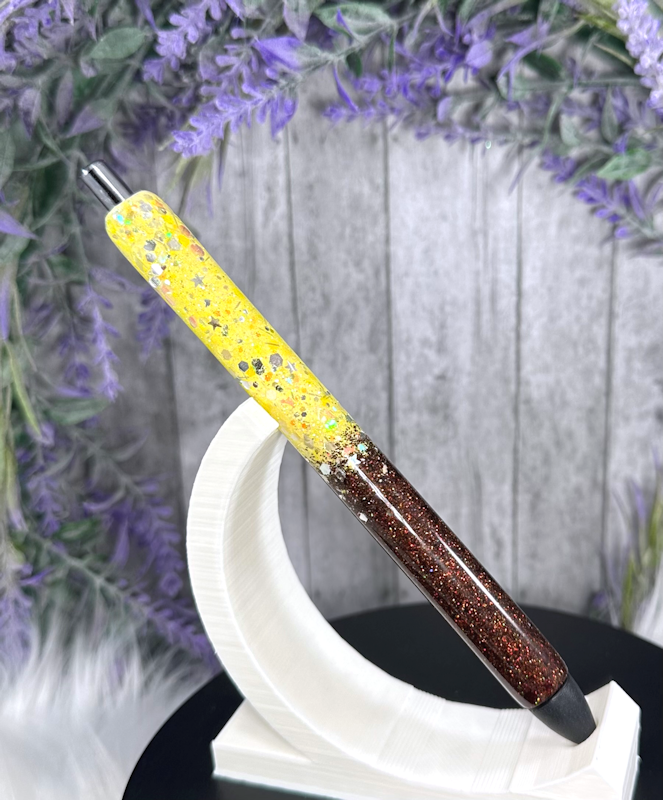 Handmade Brown and Yellow Ombre glitter pen with free refill
