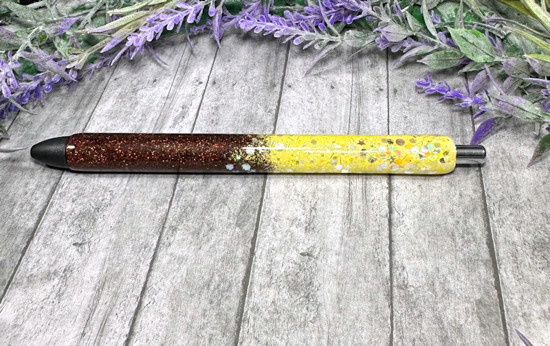 Handmade Brown and Yellow Ombre glitter pen with free refill