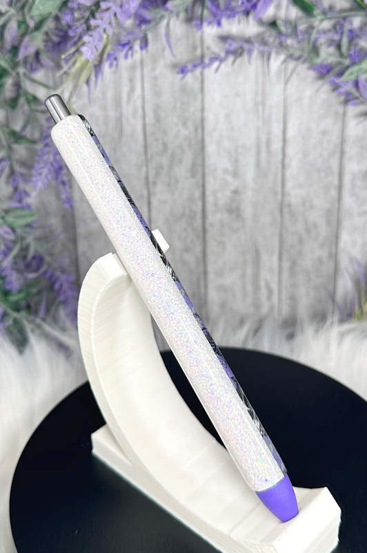 Handmade Halloween Purple Skulls glitter pen with free refill