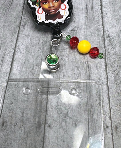Handmade African Woman Badge Reel