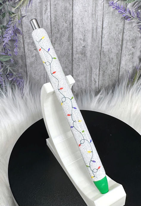 Handmade Elf and Christmas lights glitter pen with free refill