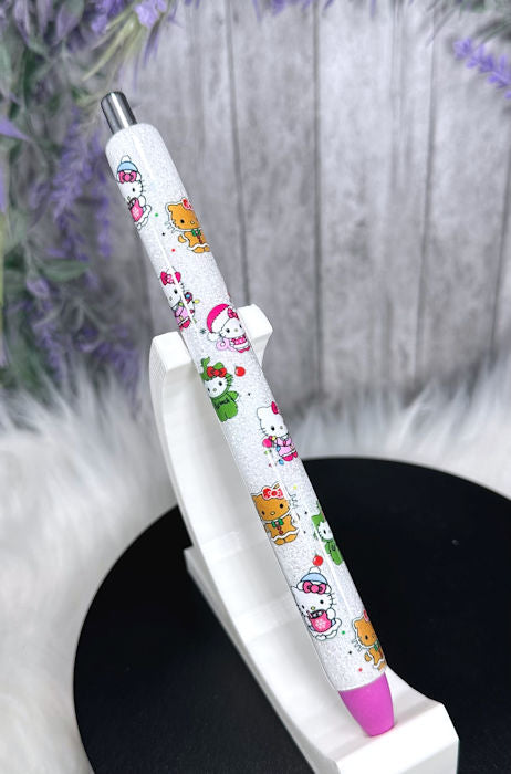Handmade Hello Kitty Christmas glitter pen with free refill
