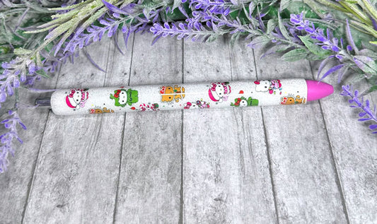 Handmade Hello Kitty Christmas glitter pen with free refill
