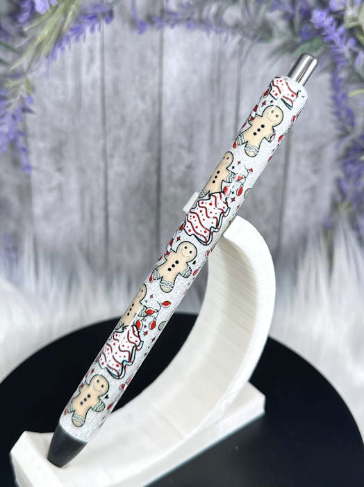 Handmade Christmas Tree cakes and Gingerbread men glitter pen with free refill