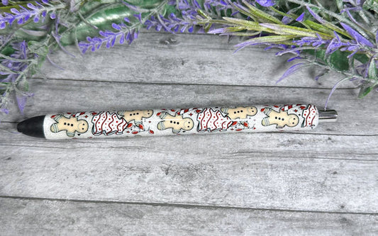 Handmade Christmas Tree cakes and Gingerbread men glitter pen with free refill