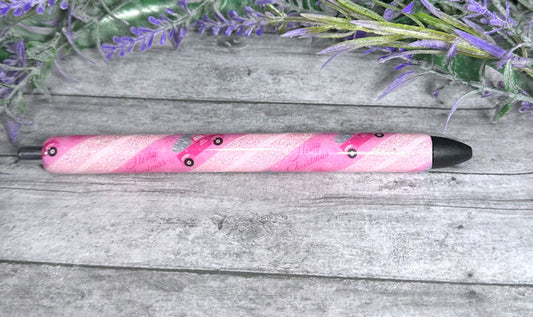 Handmade Pink Christmas Trucks glitter pen with free refill