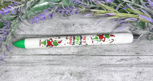 Handmade Christmas Grinch glitter pen with free refill