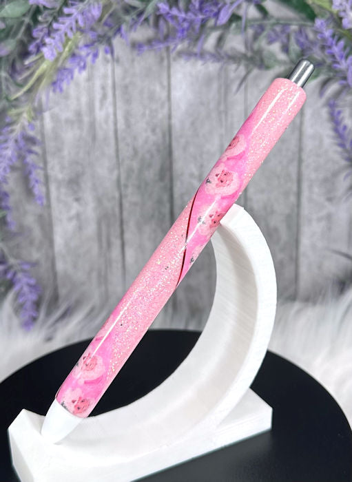 Handmade Christmas Pink Santas glitter pen with free refill 2
