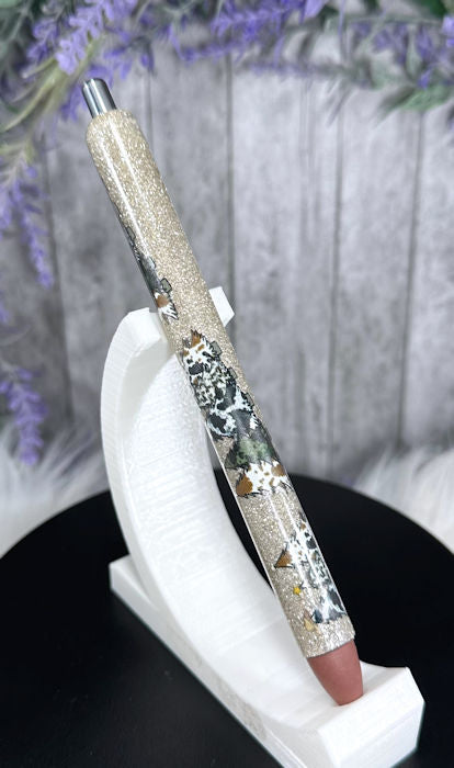 Handmade Country Western Christmas Trees glitter pen with free refill