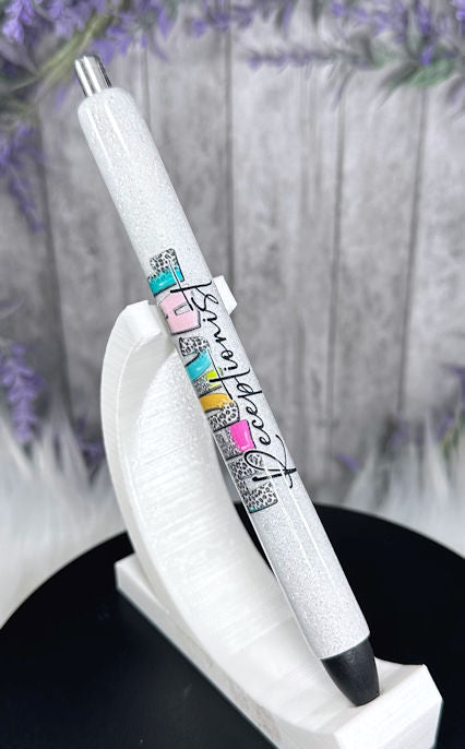 Handmade Medical Receptionist glitter pen with free refill