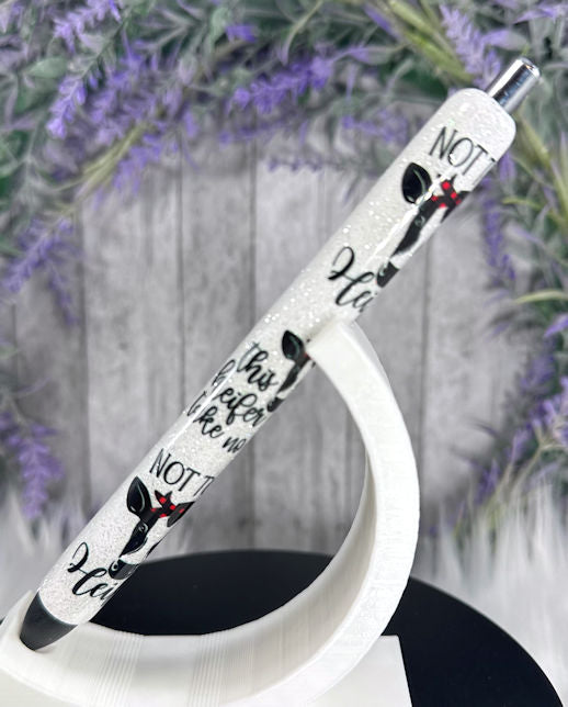 Handmade Sarcastic Heifer glitter pen with free refill