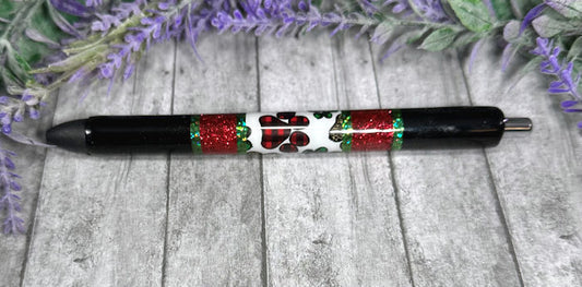 Handmade Horizontal Christmas Paws glitter pen with free refill