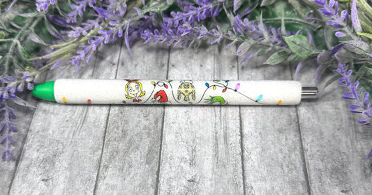 Handmade Christmas Grinch Characters glitter pen with free refill