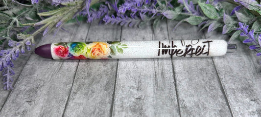 Handmade Perfectly Imperfect Flowers glitter pen with free refill