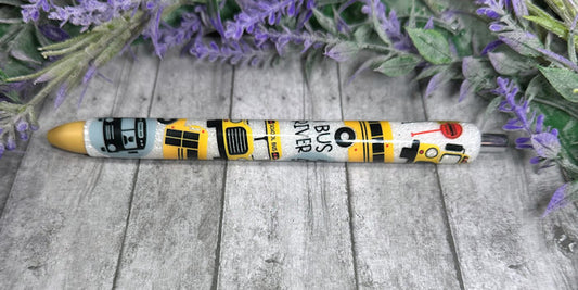 Handmade Bus Driver glitter pen with free refill