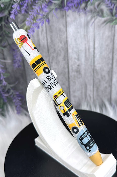 Handmade Bus Driver glitter pen with free refill