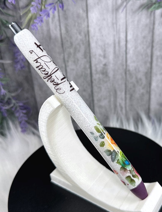 Handmade Perfectly Imperfect Flowers glitter pen with free refill