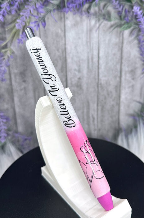 Handmade Believe in Yourself glitter pen with free refill